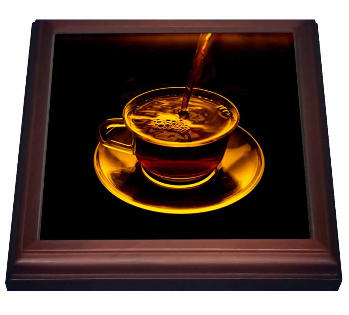 3D Rose Brown Ceramic Tile Coffee Cup Trivet - 8x8 Inches Heat Resistant Coaster for Hot Mugs, Pots & Pans - Perfect for Kitchen, Dining Table & Coffee Bar Decor