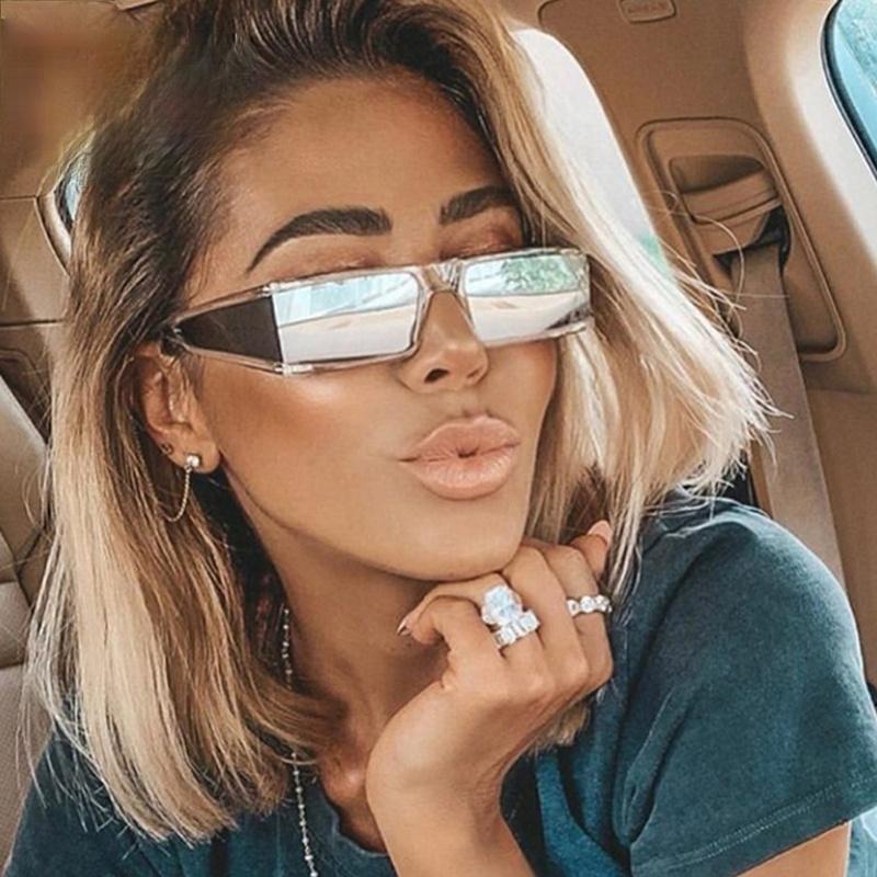 Stylish Rectangle Small Sunglasses for Women - UV Protection Mirrored Lenses - Perfect for Driving, Beach, and Outdoor Activities