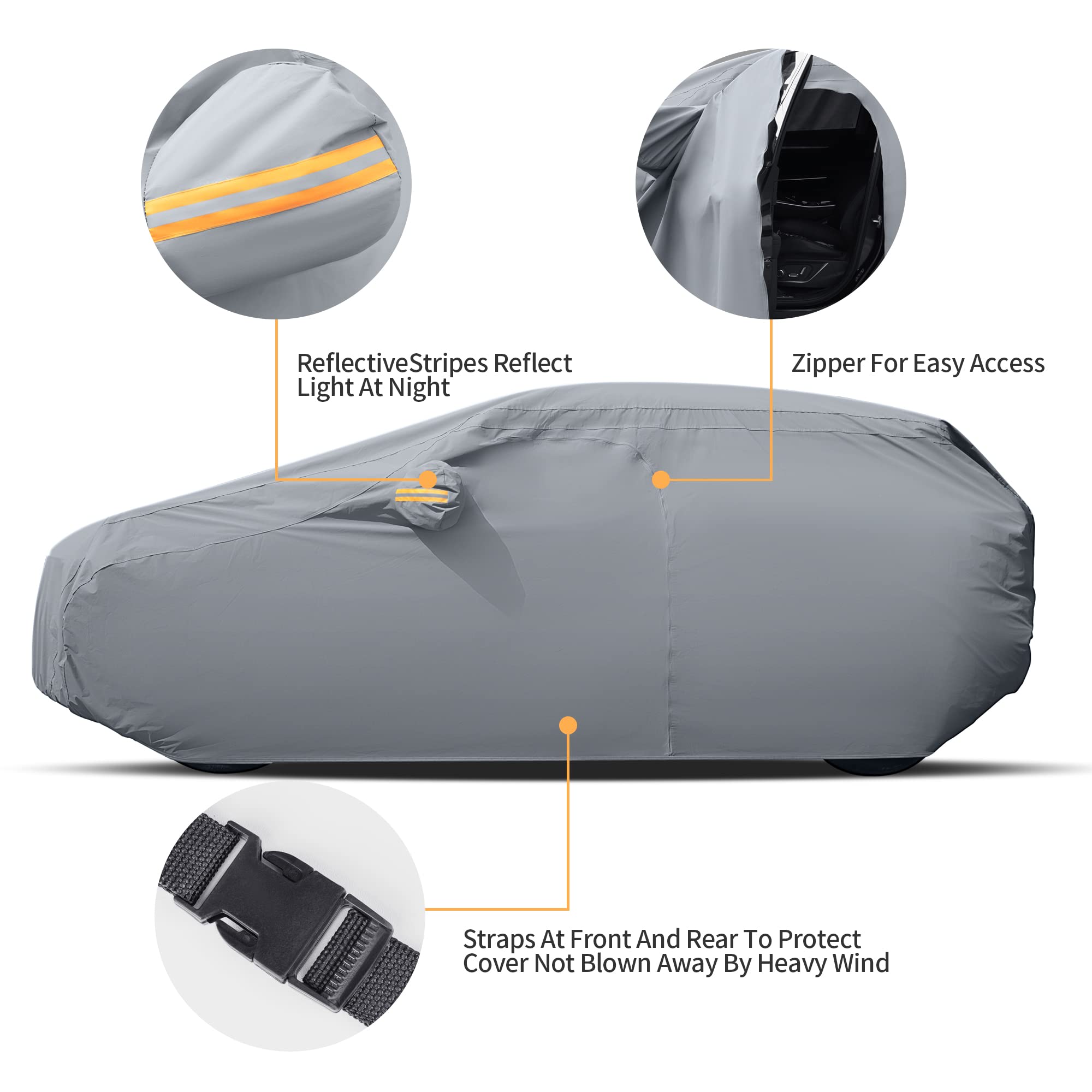 All Weatherproof SUV Car Cover - Heavy Duty TPE Fabric for Rain, Snow, UV & Wind Protection - Universal Fit for Compact/Full-Size SUVs up to 190