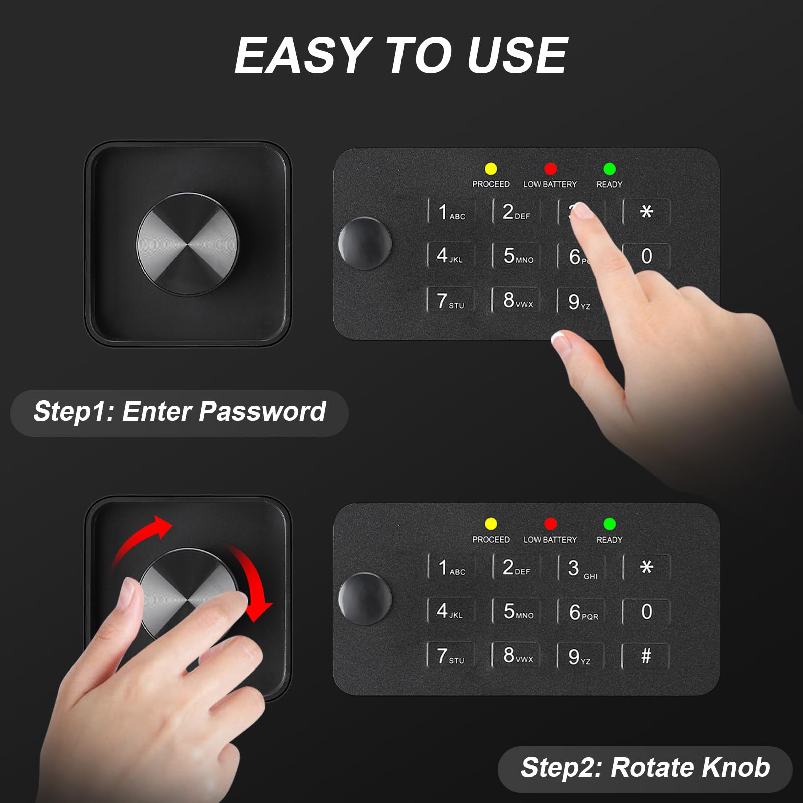 Tenamic Deluxe Electronic Digital Safe Box with Keypad - 0.8 Cuft Steel Alloy Security Safe for Home, Office & Hotel - 2 Password Protection - Compact Black Safe for Jewelry, Cash & Important Documents
