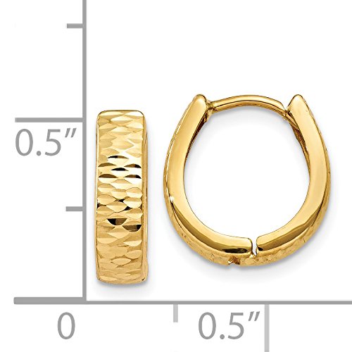 14K Yellow Gold Textured & Polished Hinged Hoop Earrings - 12mm | Avariah Luxury Jewelry for Women | Perfect for Everyday Wear, Parties & Special Occasions