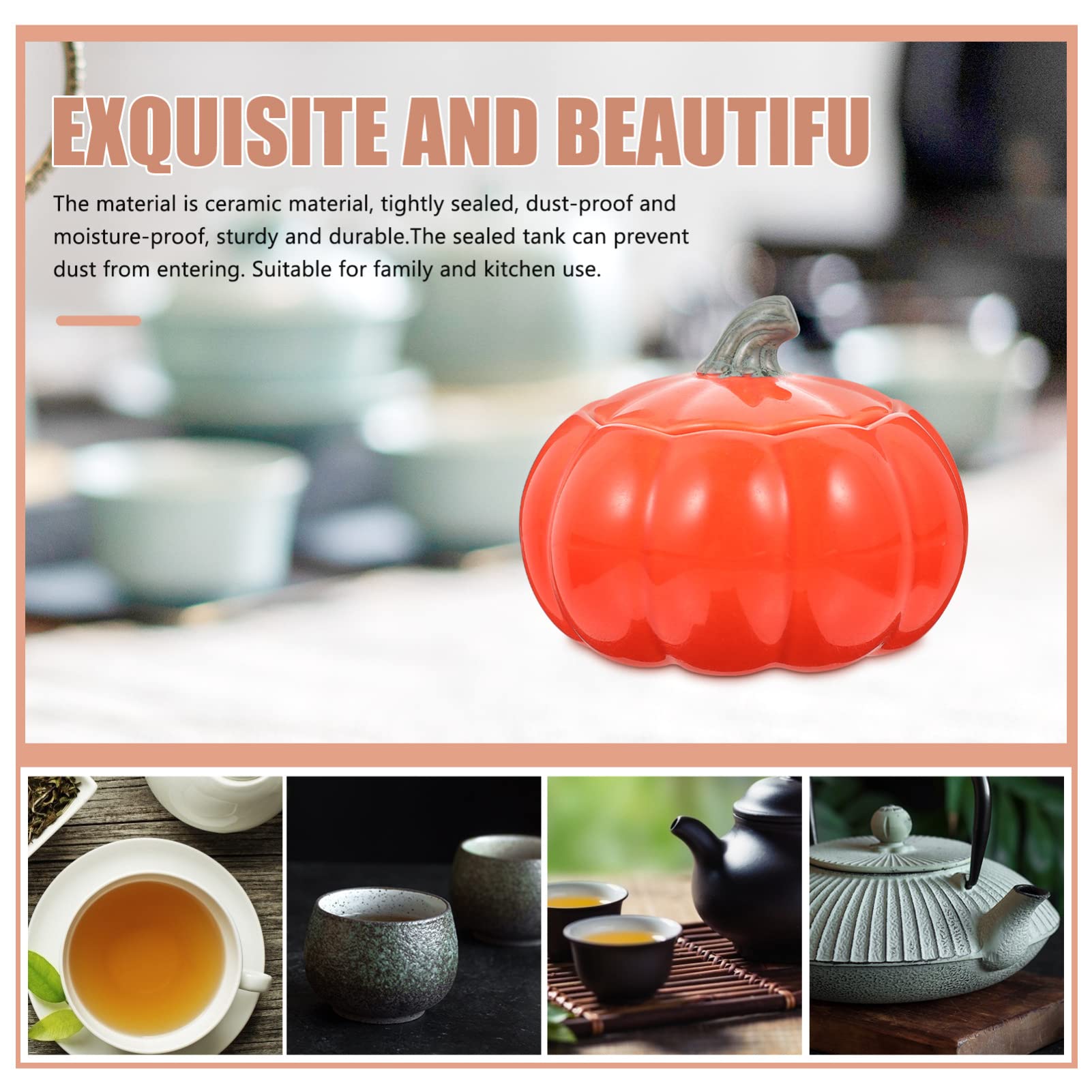 Pumpkin Shaped Ceramic Mug with Lid - Halloween Tea Canister, Coffee Bean Holder, Spice Jar - Perfect for Fall Decor, Thanksgiving & Halloween Parties