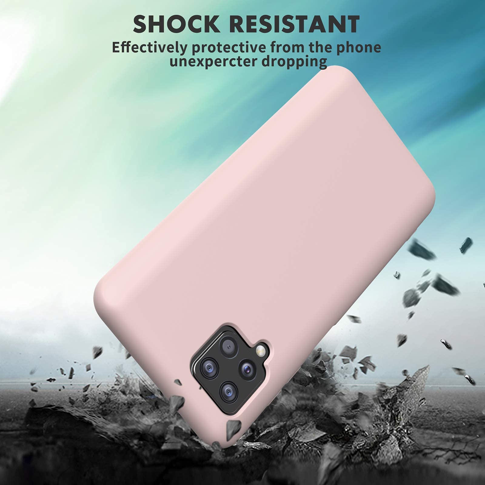 Samsung Galaxy A12 Case - Shockproof Liquid Silicone Phone Cover with Soft Microfiber Lining | Slim Protective Gel Rubber Case for Samsung Galaxy A12 (Pink) | Perfect for Everyday Use, Travel & Outdoor Activities