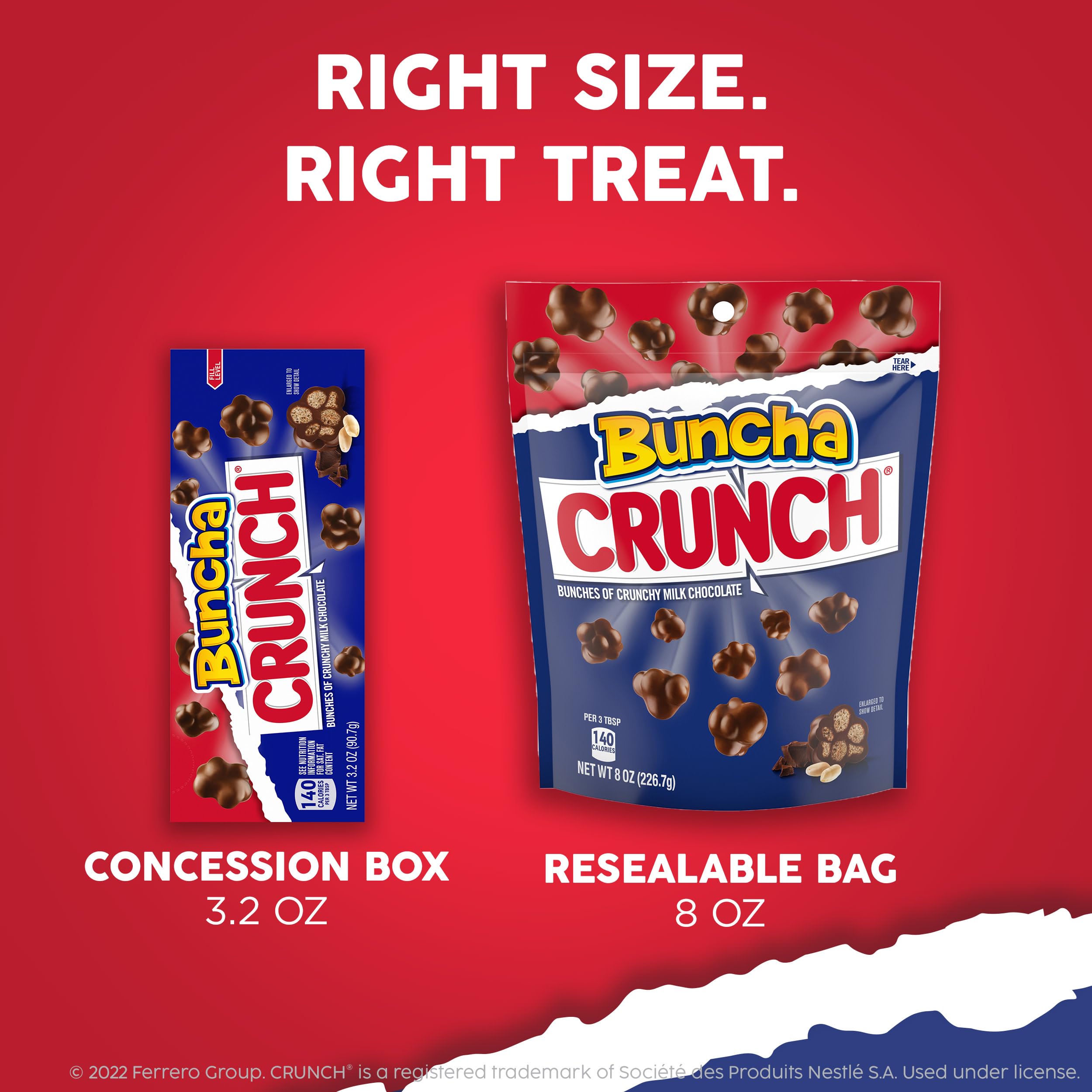 Buncha CRUNCH Bulk 12 Pack - Milk Chocolate & Crisped Rice Candy Bars (3.2 oz Each) - Perfect for Movie Theater Snacks, Holiday Gift Boxes, Christmas Stocking Stuffers & Party Favors