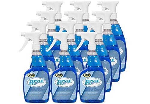 ZepVue Ready-To-Use Professional Glass Cleaner - 1 Quart (Pack of 12) - Streak-Free Formula for Windows, Mirrors & Glass Surfaces - Ideal for Home, Office & Commercial Use