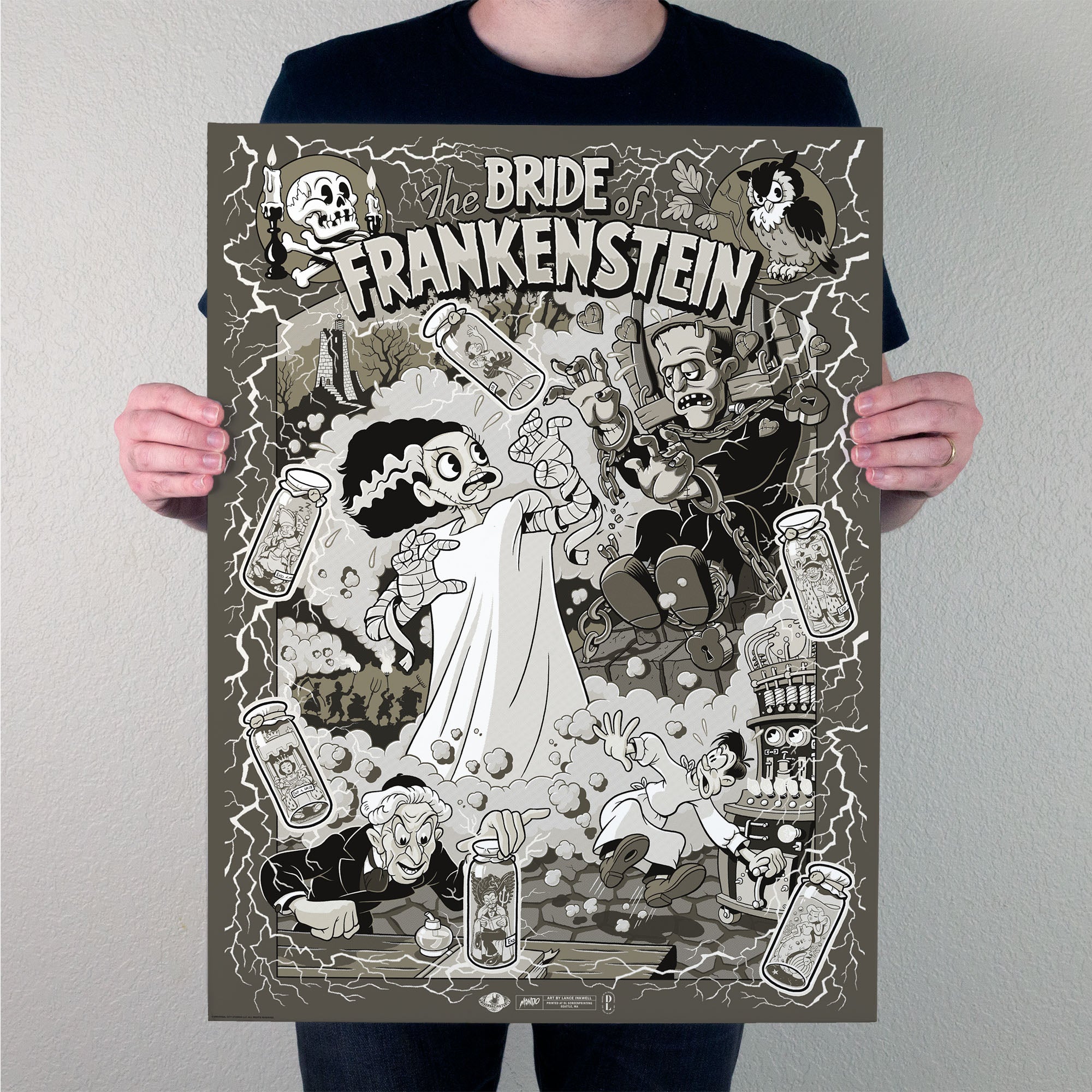 Bride of Frankenstein Movie Poster - Classic Horror Film Art Print - Perfect for Halloween Decor, Movie Room & Gothic Home Decor