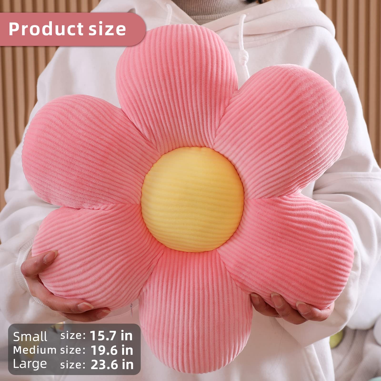 Baiyuruodie Floral Round Decorative Pillow - 15.7 Inch Soft Bed Pillow, Car Seat Cushion & Home Decor Throw Pillow (Creamy White) - Perfect for Sofa, Bedroom, Nursery and Car Interior Accessories