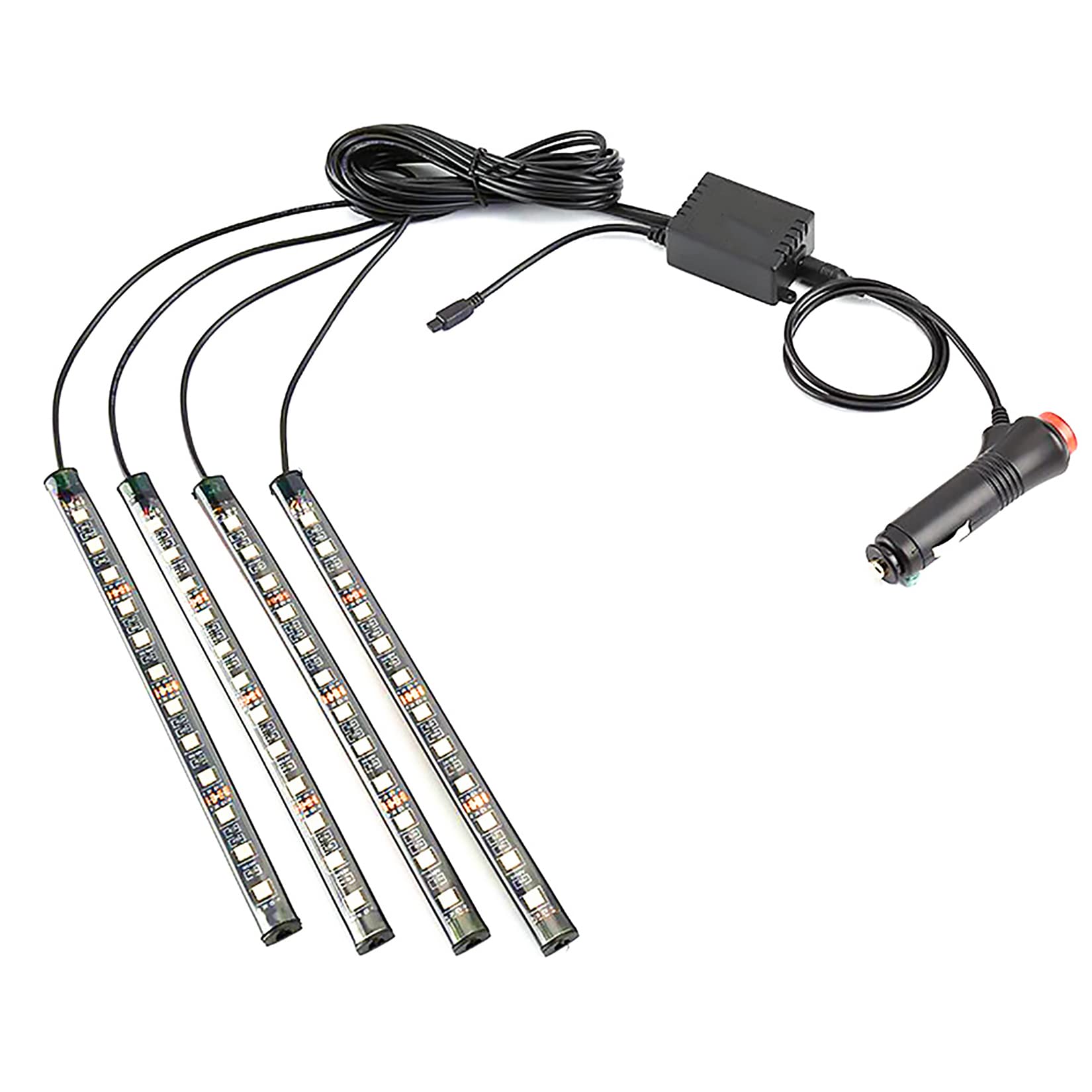 48 LED Multicolor Music Car Interior Lights Kit - 4pcs with Sound Activation & Wireless Remote Control, DC 12V - Perfect for Car Parties, Night Driving & Vehicle Customization
