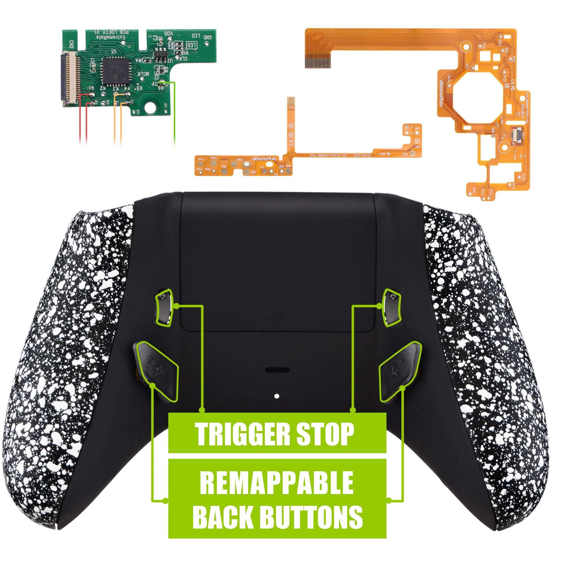 eXtremeRate Textured White Lofty Remappable Back Buttons & Trigger Stop Kit for Xbox One S/X Controller (Model 1708) - Includes Redesigned Shell, Side Rails & Trigger Lock - Perfect for Competitive Gaming & Custom Controller Setup