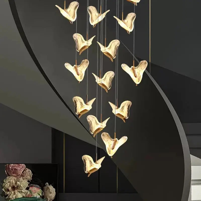 Juli Art Deco Stairwell LED Chandelier - Modern Crystal Ceiling Light Fixture for Hallway, Foyer & Staircase Lighting