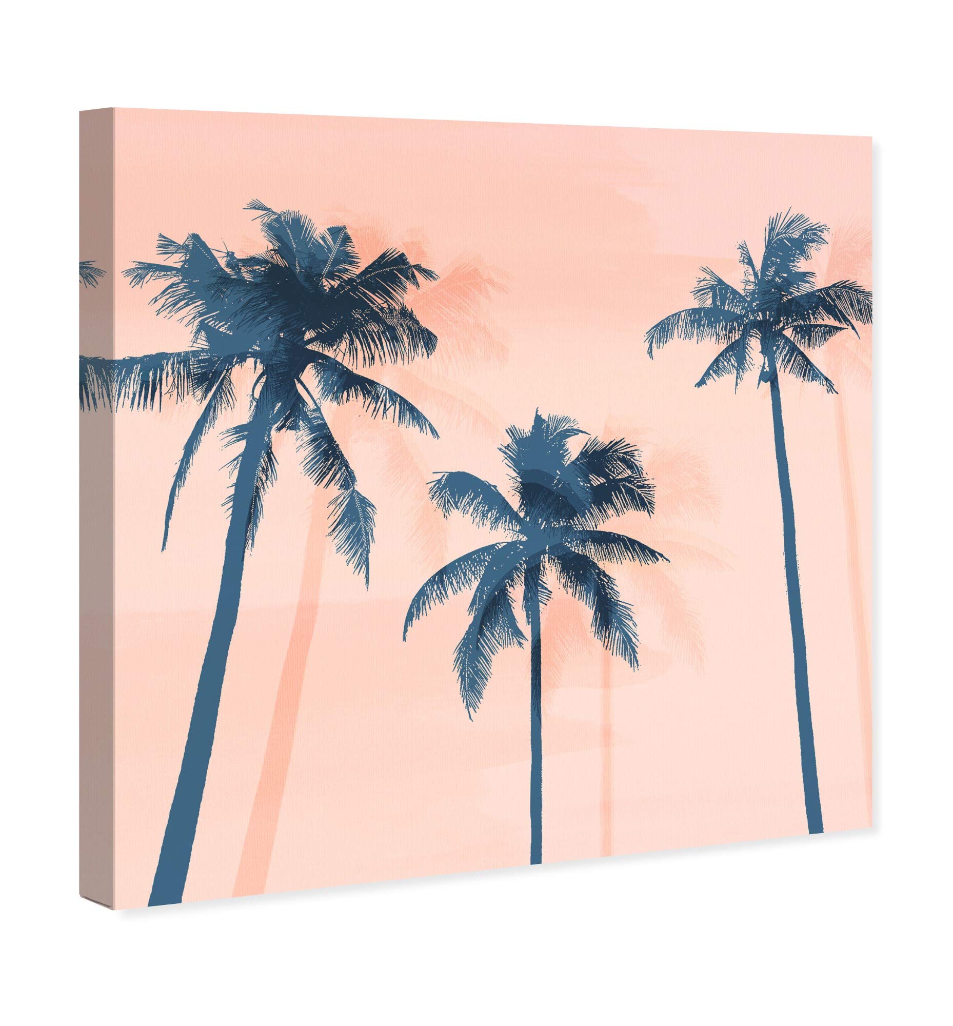 Wynwood Studio Tropical Palms Wall Art - 20x20 Inch Floral Botanical Canvas Print in Orange & Blue - Perfect for Living Room, Bedroom & Office Décor