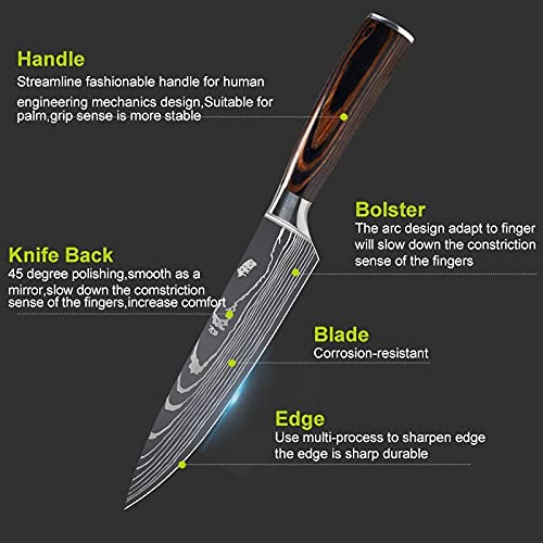 Professional 8-Piece Japanese Chef Knife Set - 3.5 to 8 Inch Ultra Sharp 440A Stainless Steel Kitchen Knives with Sheaths - Perfect for Home Chefs, Cooking Enthusiasts & Culinary Professionals - Ideal for Slicing, Dicing, Chopping & Food Preparation
