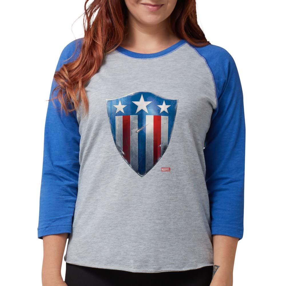 Captain America Retro Shield Women's Baseball Tee | Vintage Marvel Superhero Graphic T-Shirt | Casual Wear & Cosplay Outfit for Comic Fans