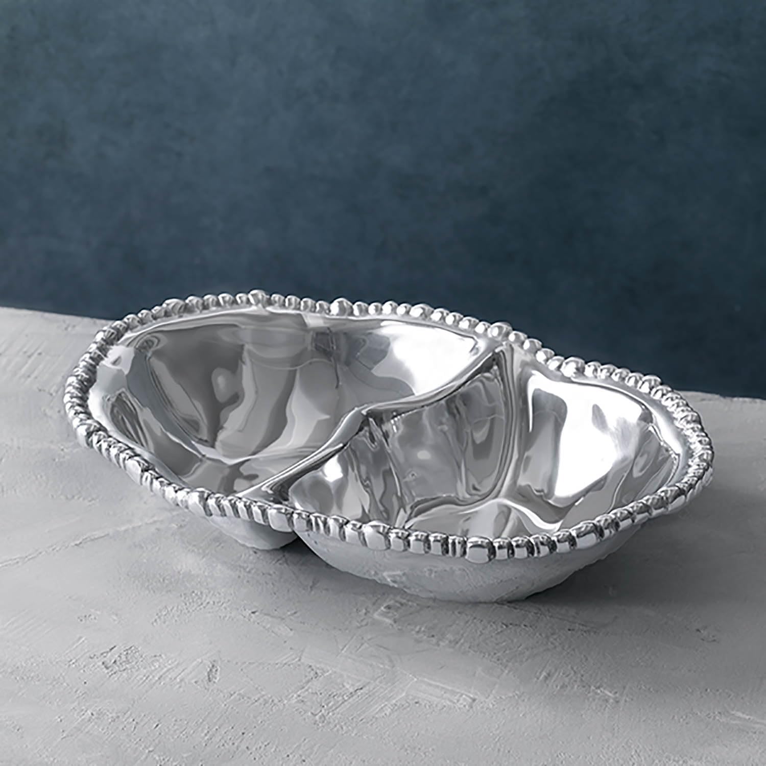 Beatriz Ball 6268 Silver Double Dip Serving Set - Elegant Appetizer Tray for Parties, Entertaining & Holiday Gatherings