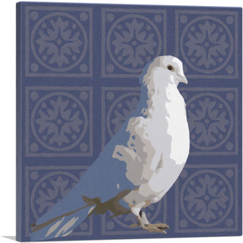 ARTCANVAS Modern White Dove Over Light Blue Canvas Art Print - Framed Wall Painting for Living Room, Bedroom Decor - 36x36 Inch Stretched Canvas with 0.75
