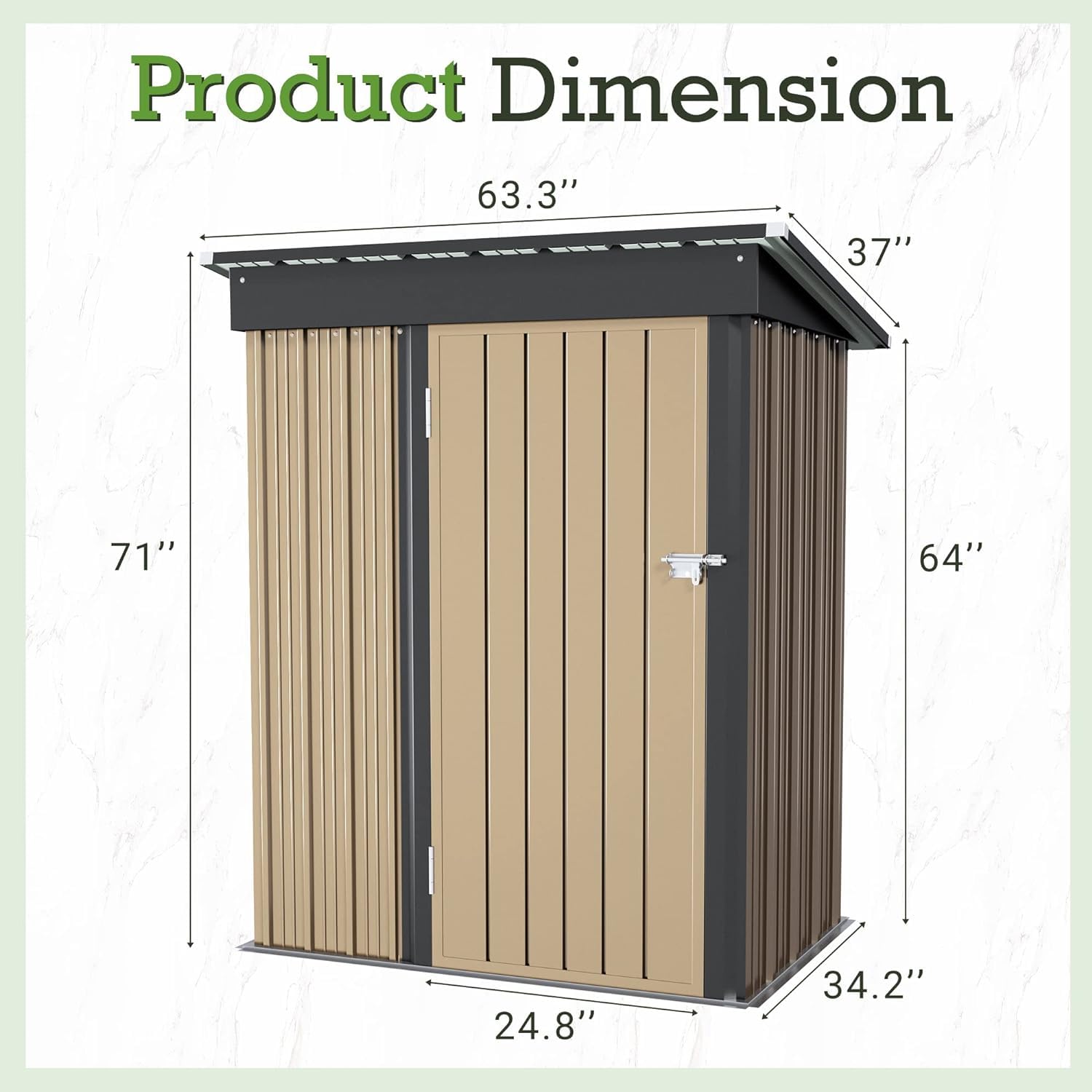 Furniwell 5x3 FT Outdoor Storage Shed - Metal Garden Shed with Lockable Door for Backyard, Patio & Lawn (Brown) | Weather-Resistant Tool Storage & Yard Organization Solution
