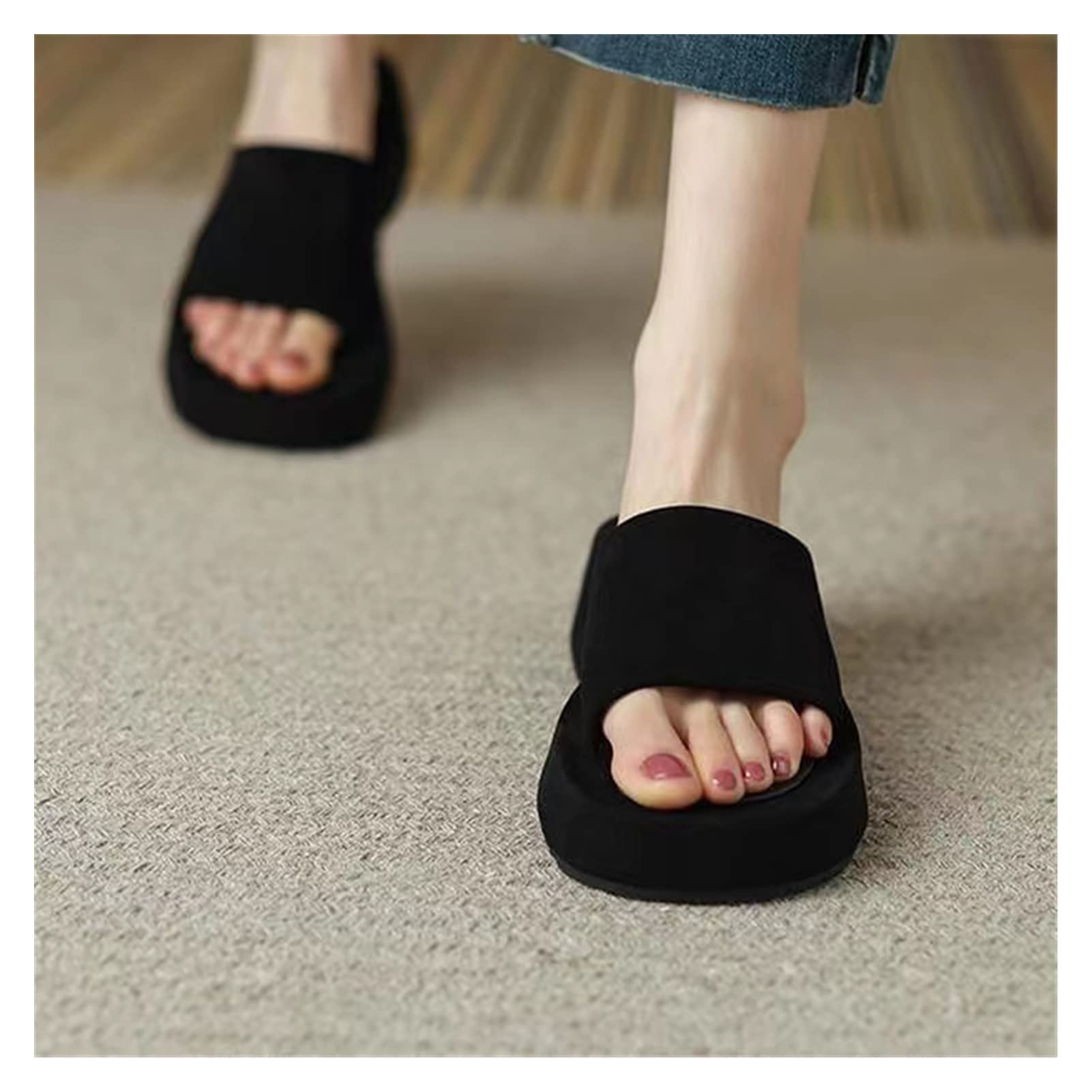 Women's Comfortable Summer Slippers - Breathable Open Toe Flip Flops Slides with Platform for Casual Wear, Dress, Beach & Home (Color: B, Size: 38) | Perfect for Vacation, Poolside Lounging & Everyday Comfort