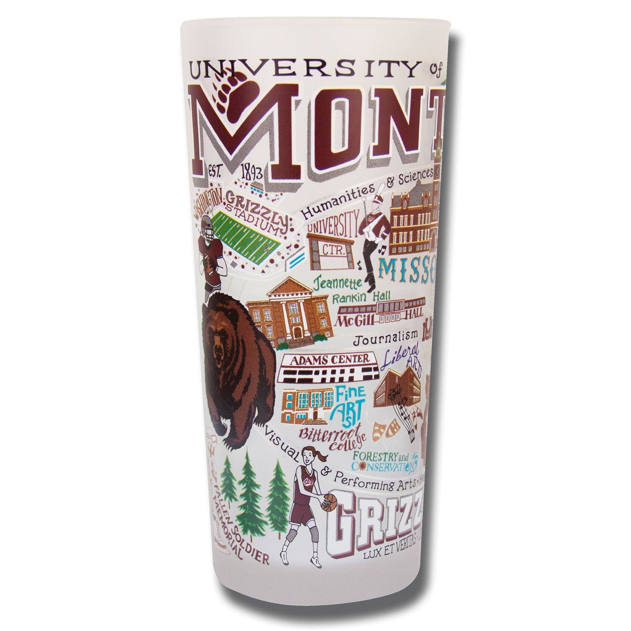 Montana Grizzlies Alumni 15oz Glass Tumbler - Dishwasher Safe UM Themed Drinking Cup for Kitchen, Office & Game Day Celebrations - Perfect Gift for University of Montana Graduates & Fans