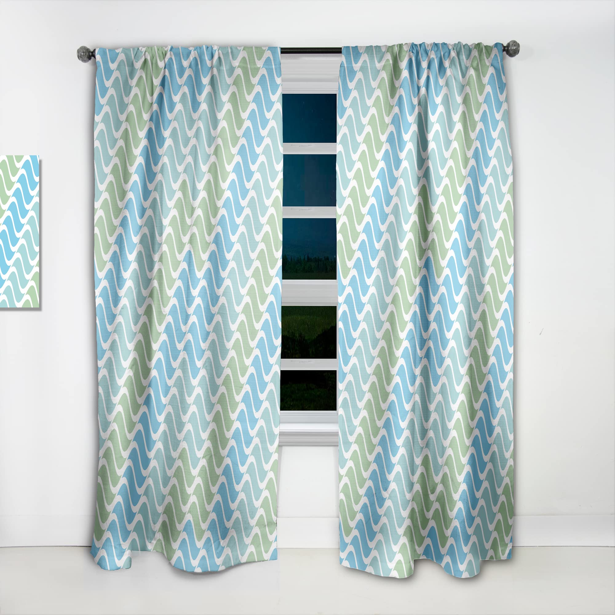 DesignQ Abstract Retro Pattern Thermal Insulated Curtains - Single Panel 52x63 - Bedroom & Living Room Blackout Drapes for Home Decor & Light Blocking