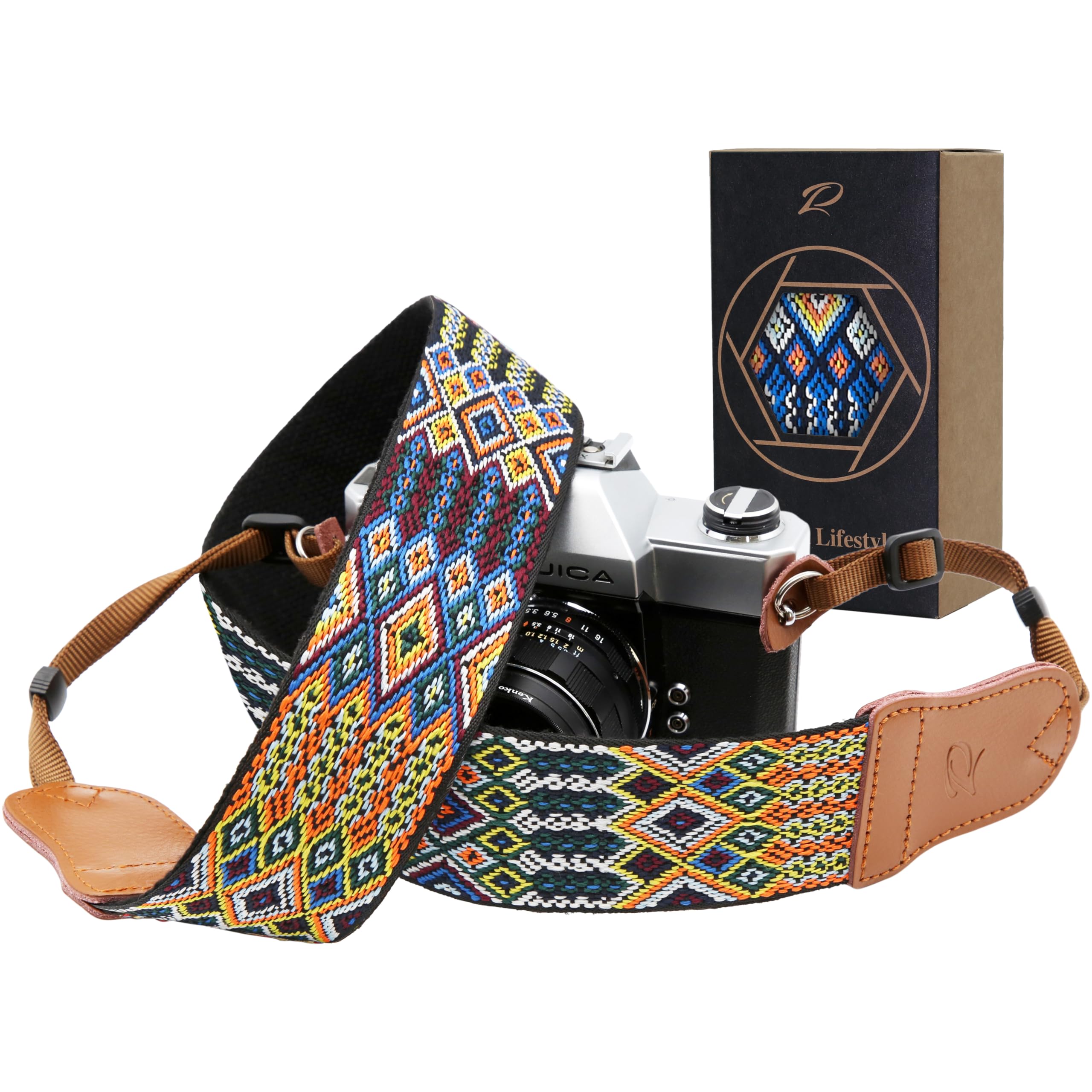 Padwa Lifestyle Colorful Camera Strap - Double Layer Cowhide Ends, 2