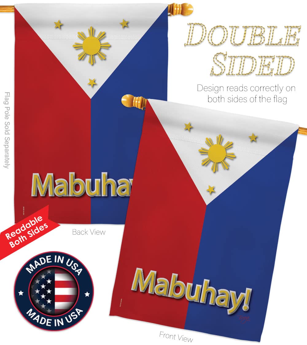 Philippines National Flag Set 28x40in w/Flagpole - Breeze Decor for Home & Garden