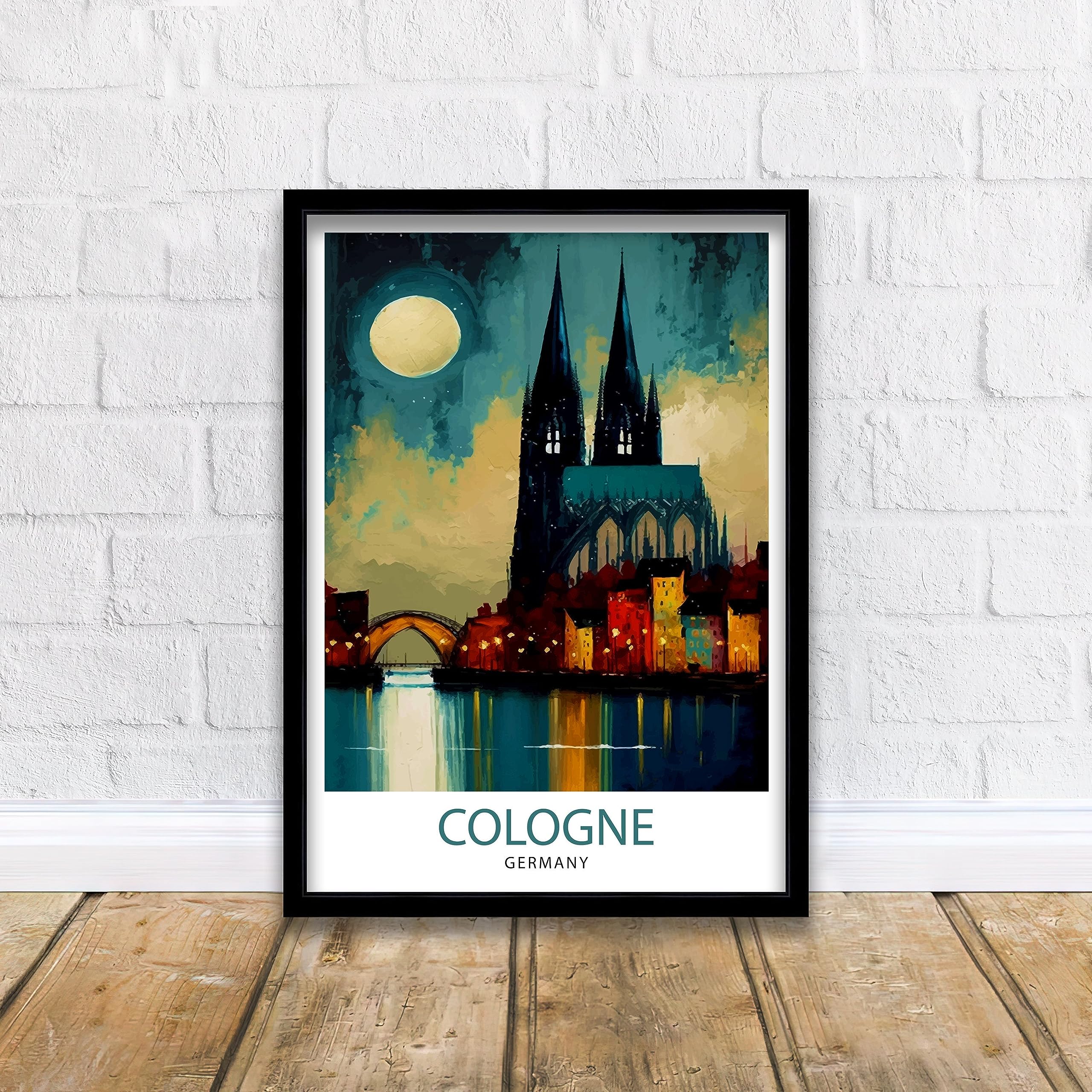 Vintage Cologne Germany Travel Print - Cologne Wall Art & Home Decor - Travel Poster Illustration for Living Room, Bedroom, Office - Perfect Gift for Travel Lovers & Germany Enthusiasts