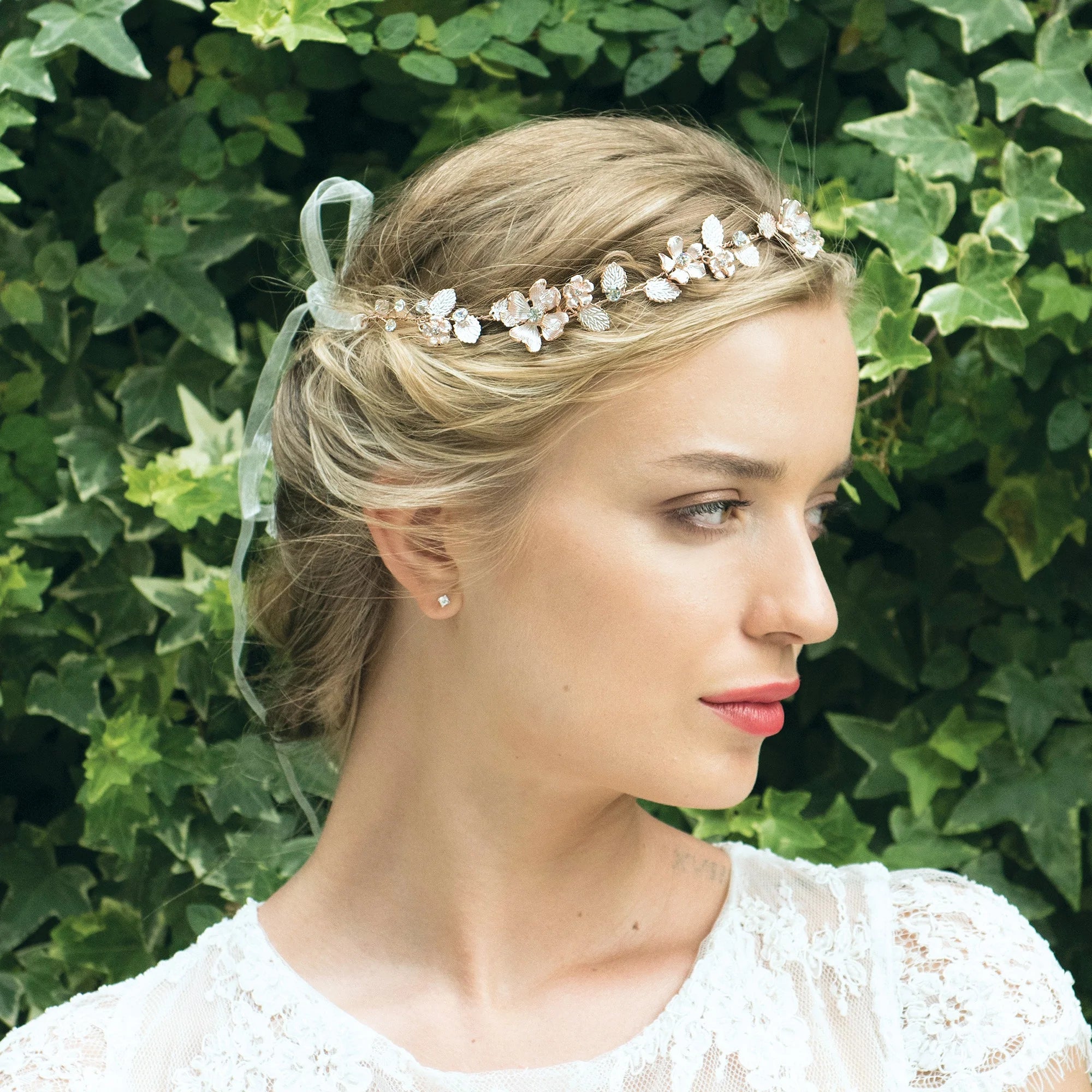 Ivory & Co Rose Gold Bridal Hair Vine with Crystals - SIENNA Collection | Elegant Wedding Headpiece for Brides, Bridesmaids & Special Occasions