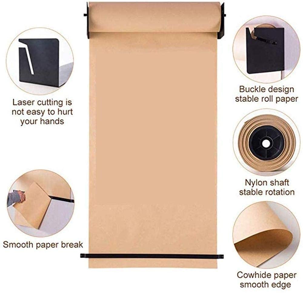 Wall Mounted Kraft Paper Roll Holder - 37cm Paper Dispenser for Office, Home & Coffee Shop | Durable & Space-Saving Organizer for Wrapping, Crafting & Receipt Printing