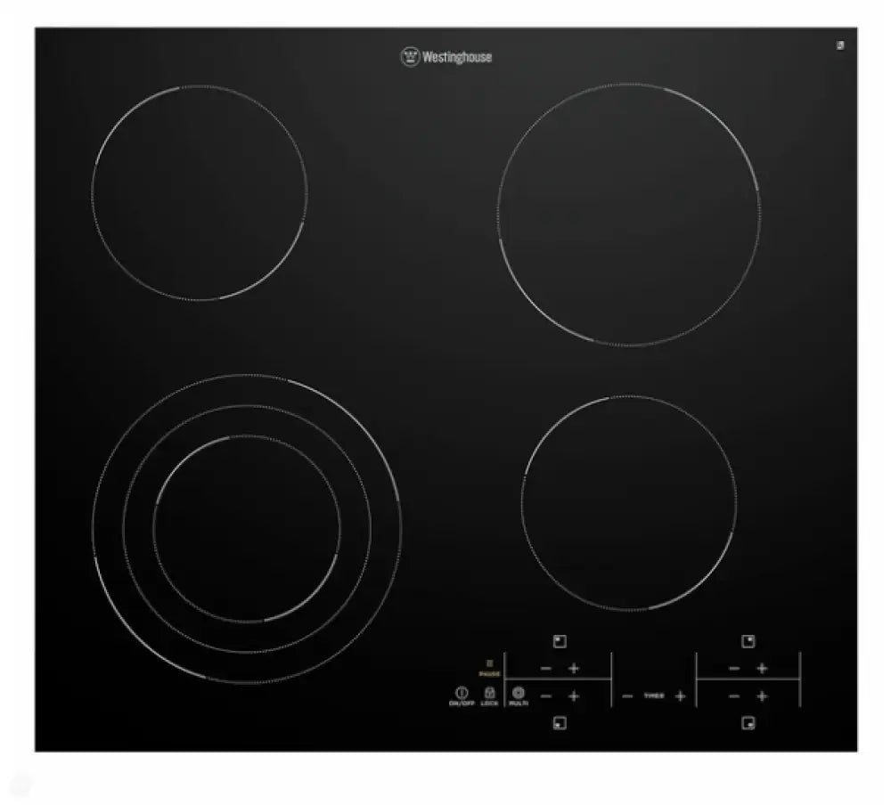 Westinghouse WHC643BE 60cm 4 Zone Ceramic Cooktop - Built-in Electric Stove for Modern Kitchens | Perfect for Home Cooking, Baking & Entertaining