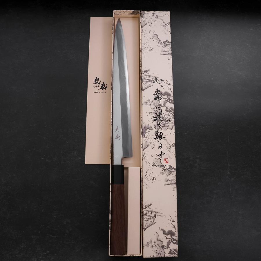 Premium Yanagiba Sushi Knife 300mm - Blue Steel #1 Hon Kasumi Blade with Buffalo Walnut Handle - Perfect for Sushi Chefs & Japanese Cuisine Preparation