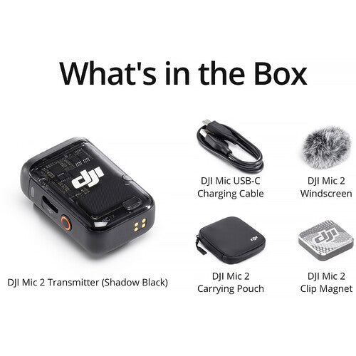 DJI Mic 2 Wireless Lavalier Microphone System - 2.4GHz Clip-On Transmitter & Receiver with Built-in Mic (Shadow Black) - Perfect for Vlogging, Interviews, YouTube & Live Streaming