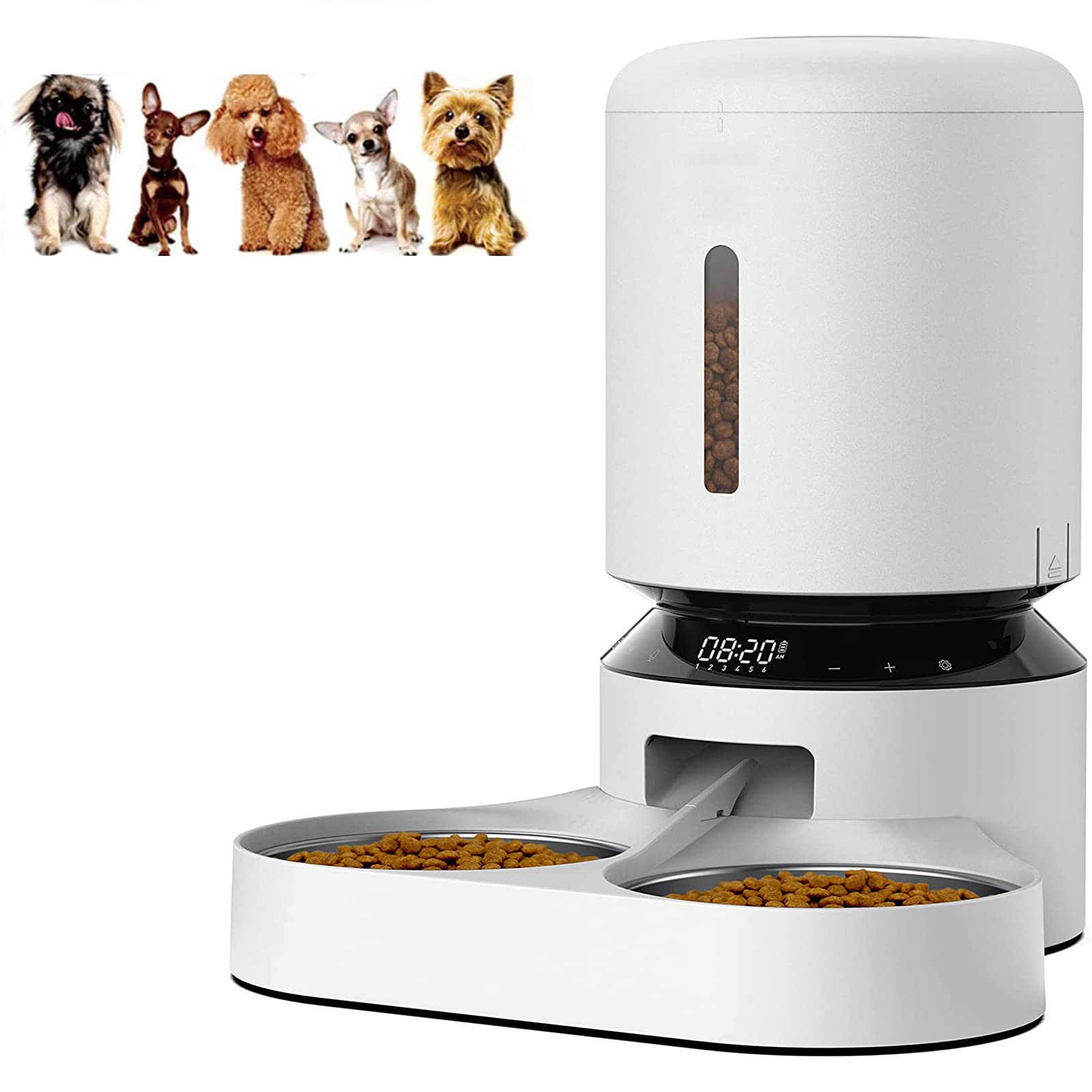 ZZAMG Automatic Cat Feeder with Triple Preservation - 6L Smart Pet Food Dispenser with 2 Stainless Steel Bowls & Twist Lock Lid - Programmable Timer for Cats & Small Dogs | Perfect for Home, Office & Travel Use