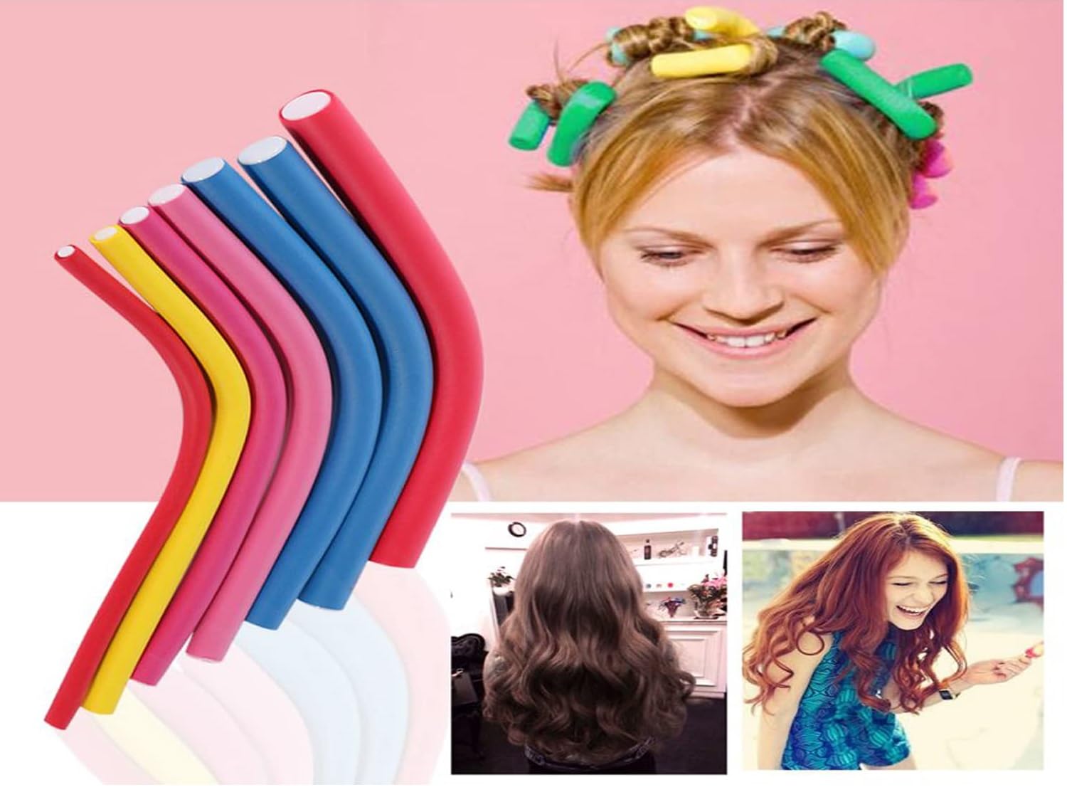 GLAMEZONE Hair Roller & Curler Set - Multicolor Heatless Hair Styling Tools for Beach Waves, Curls & Volume - Perfect for Home, Salon & Travel Use