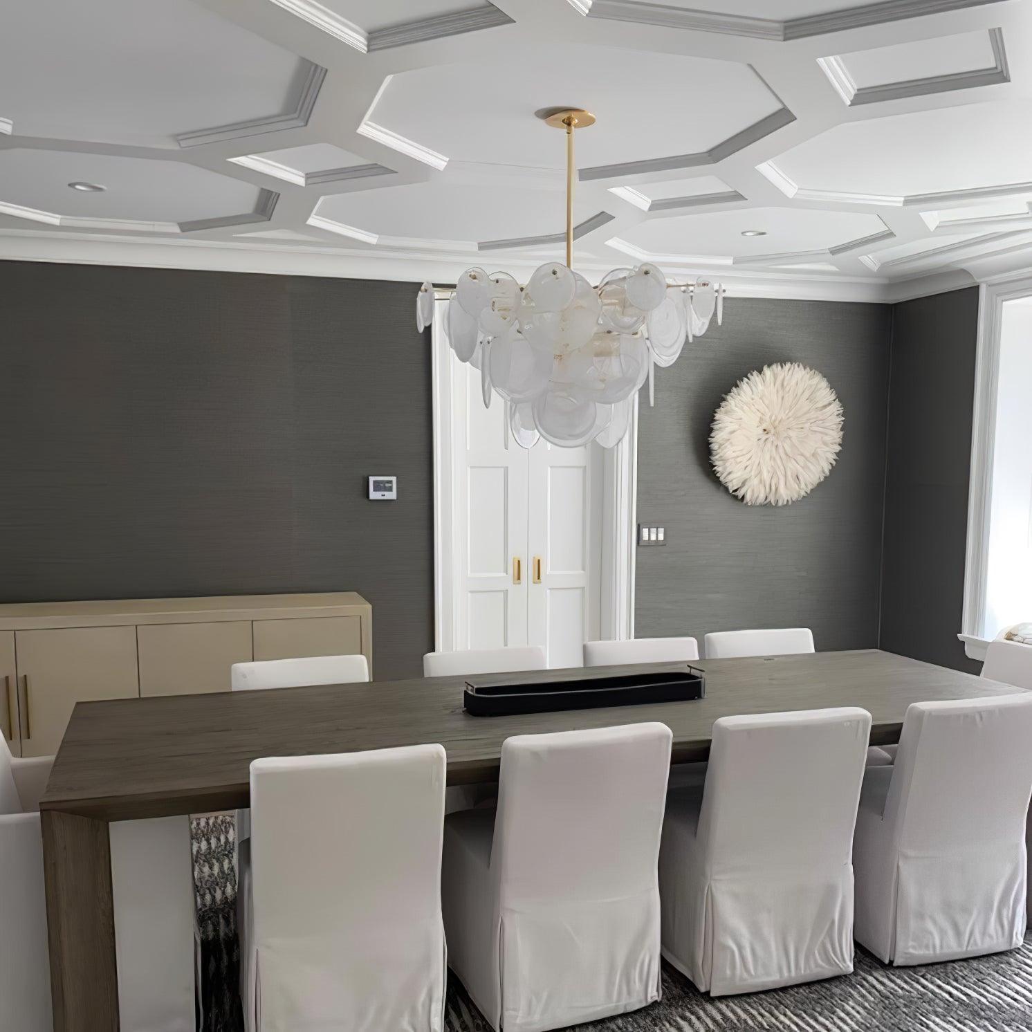 Elegant Brass Discs Cascading Chandelier - Modern Ceiling Light Fixture for Dining Room, Living Room & Bedroom Decor