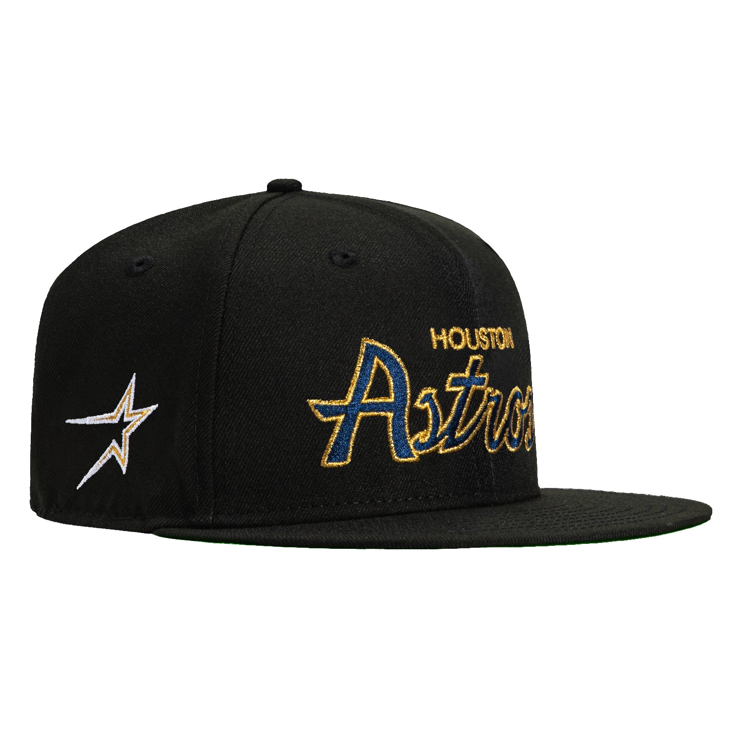 New Era 59Fifty Houston Astros Logo Patch Script Hat - Black MLB Baseball Cap for Men & Women - Perfect for Games, Fan Gear & Streetwear Fashion