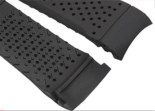 22mm Black Silicone Rubber Curved End Dive Watch Band Strap for Casio EF550 - Comfortable Waterproof Replacement Watchband for Swimming, Diving & Outdoor Activities
