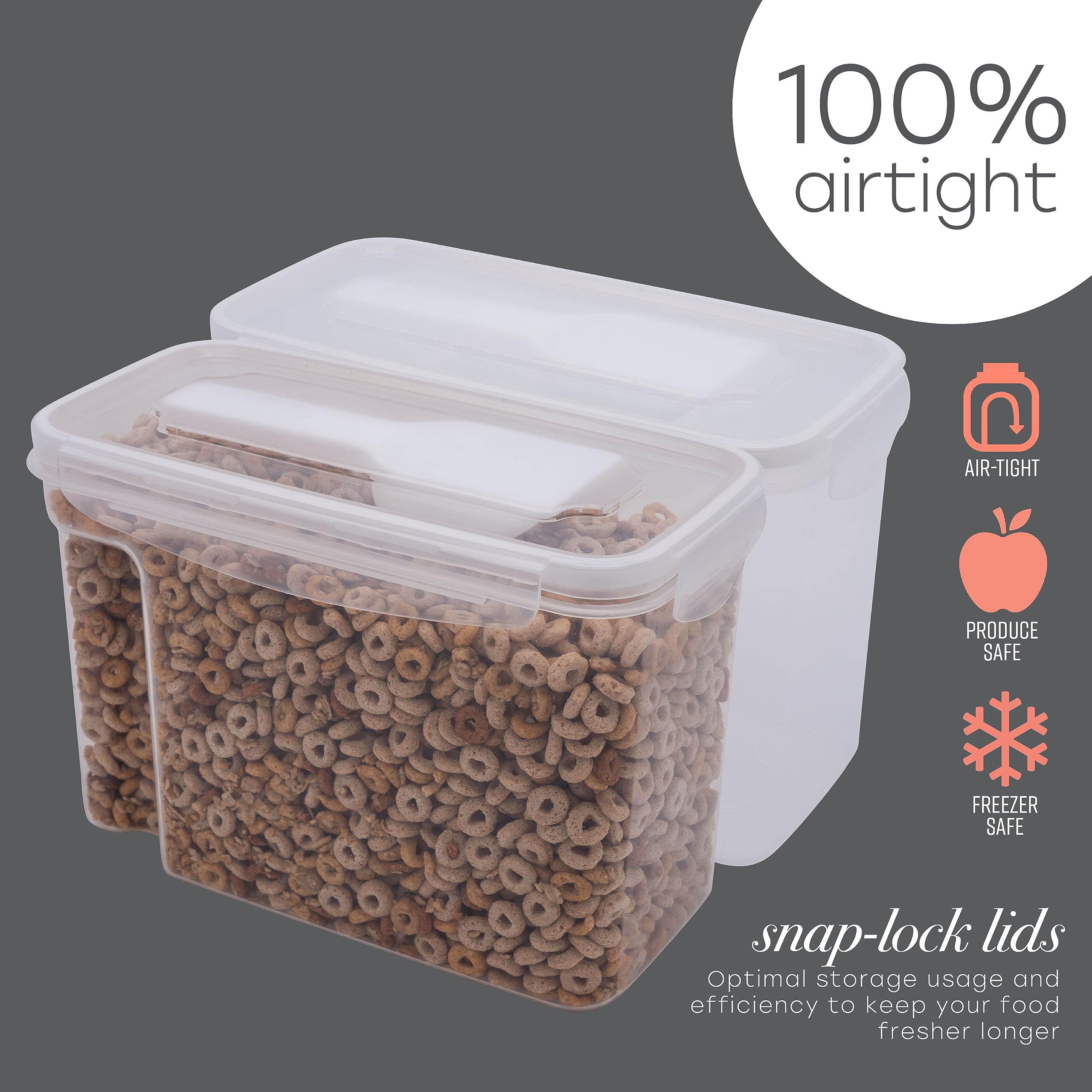 Airtight Medium Cereal Storage Container with Scoop - Clear Food Tin for Kitchen & Pantry Organization | Keeps Cereals Fresh | Ideal for Breakfast, Snacks & Bulk Food Storage