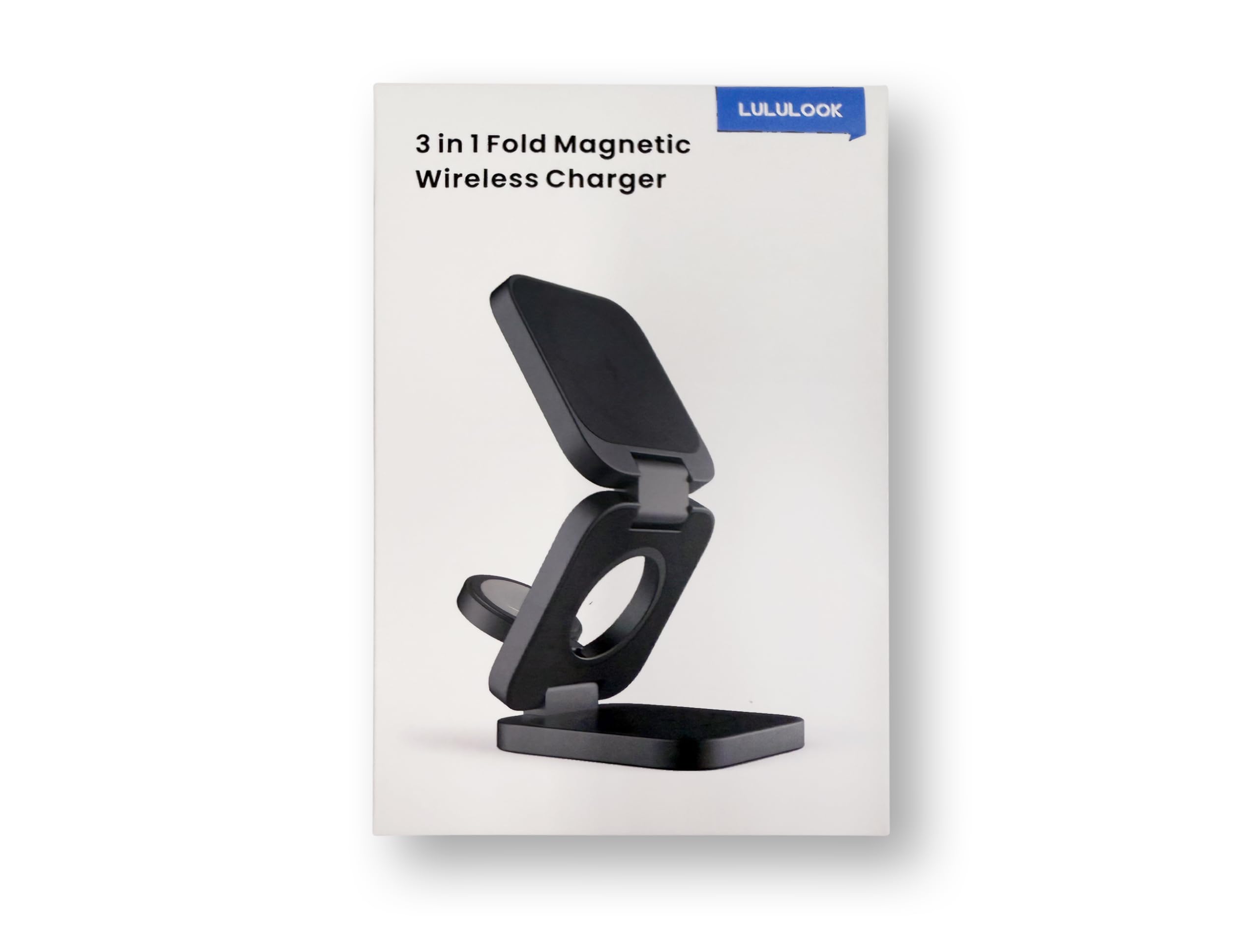3-in-1 Wireless Charger Stand - LULULOOK 15W Magnetic Fast Charging Station for iPhone 16/15/14 Series, Apple Watch & AirPods | Aluminum Base with USB-C Cable | Perfect for Bedside, Office & Travel Charging
