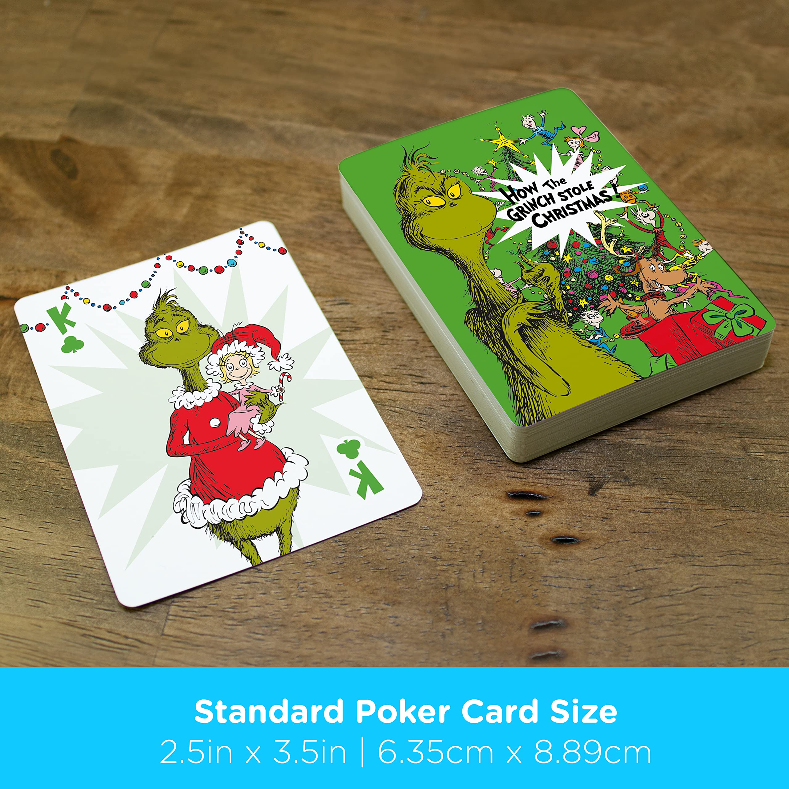 Officially Licensed Grinch Playing Cards - Premium Poker Size Deck with Linen Finish for Poker, Blackjack & Family Game Nights - AQUARIUS Collectible Card Game Merchandise