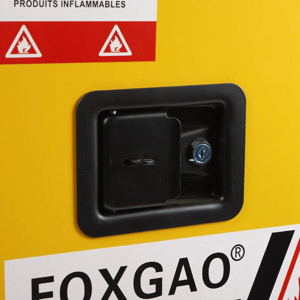 4 Gallon Flammable Safety Storage Cabinet - Heavy Duty Galvanized Steel Chemical Cabinet for Garage, Workshop & Laboratory | OSHA Compliant Fireproof Cabinet for Paint, Gasoline & Hazardous Liquids