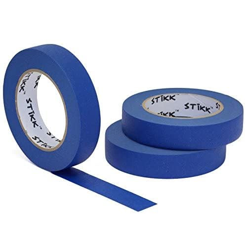 STIKK Professional Painter's Tape 3-Pack - 1 Inch x 60 Yards Blue Masking Tape for Painting, Edges, Trim & Ceilings - Residue-Free DIY Painters Tape for Walls, Furniture & Home Projects - Perfect for Home Improvement, Crafting & Professional Painting
