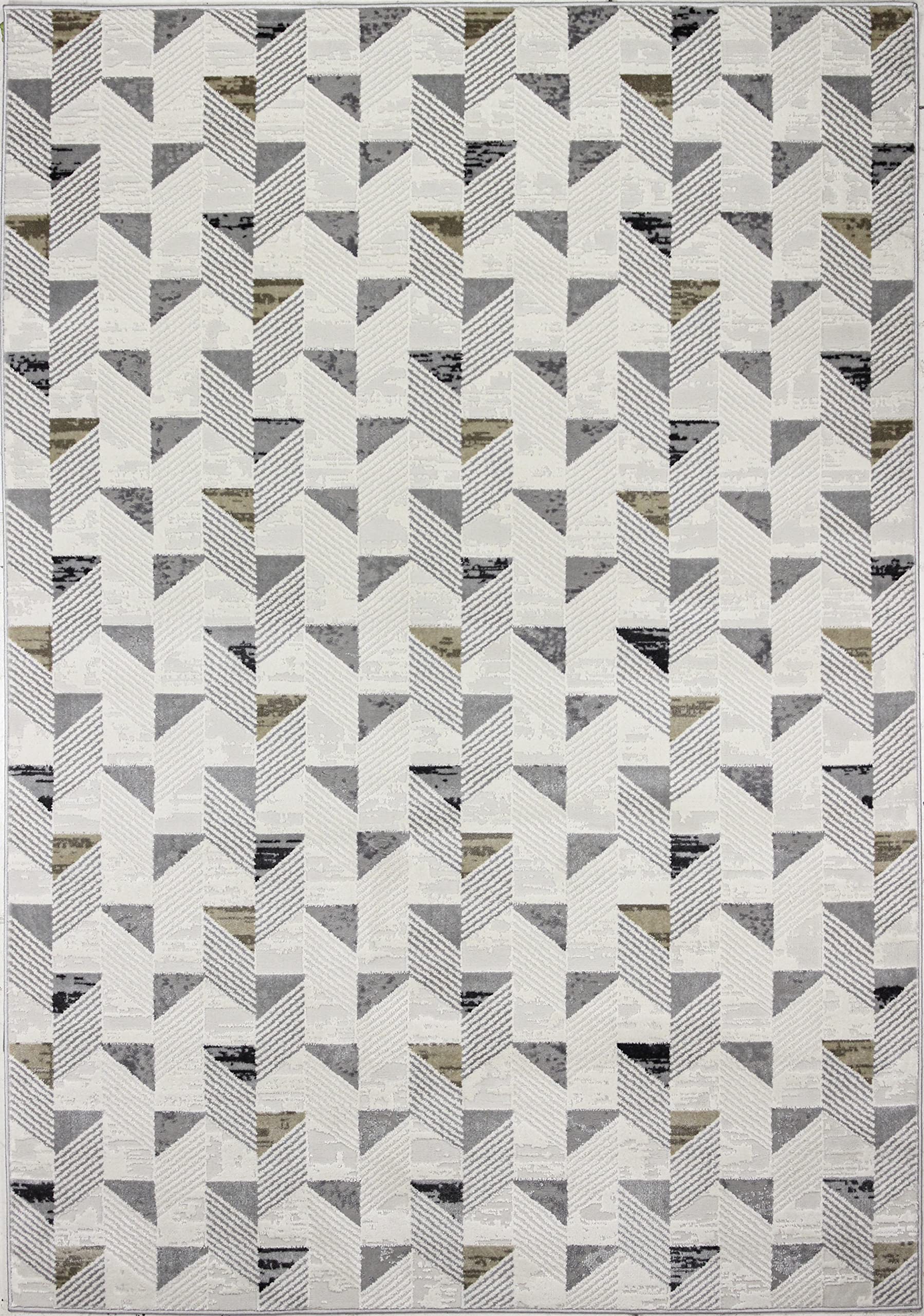 Bashian Collection Luxury Power Loom Area Rug - 7.6’ x 9.6’ Polypropylene & Polyester Runner Rug for Entryway, Living Room, Bedroom - Ivory/Grey Home Decor - Perfect for Modern Interior Design & Cozy Spaces