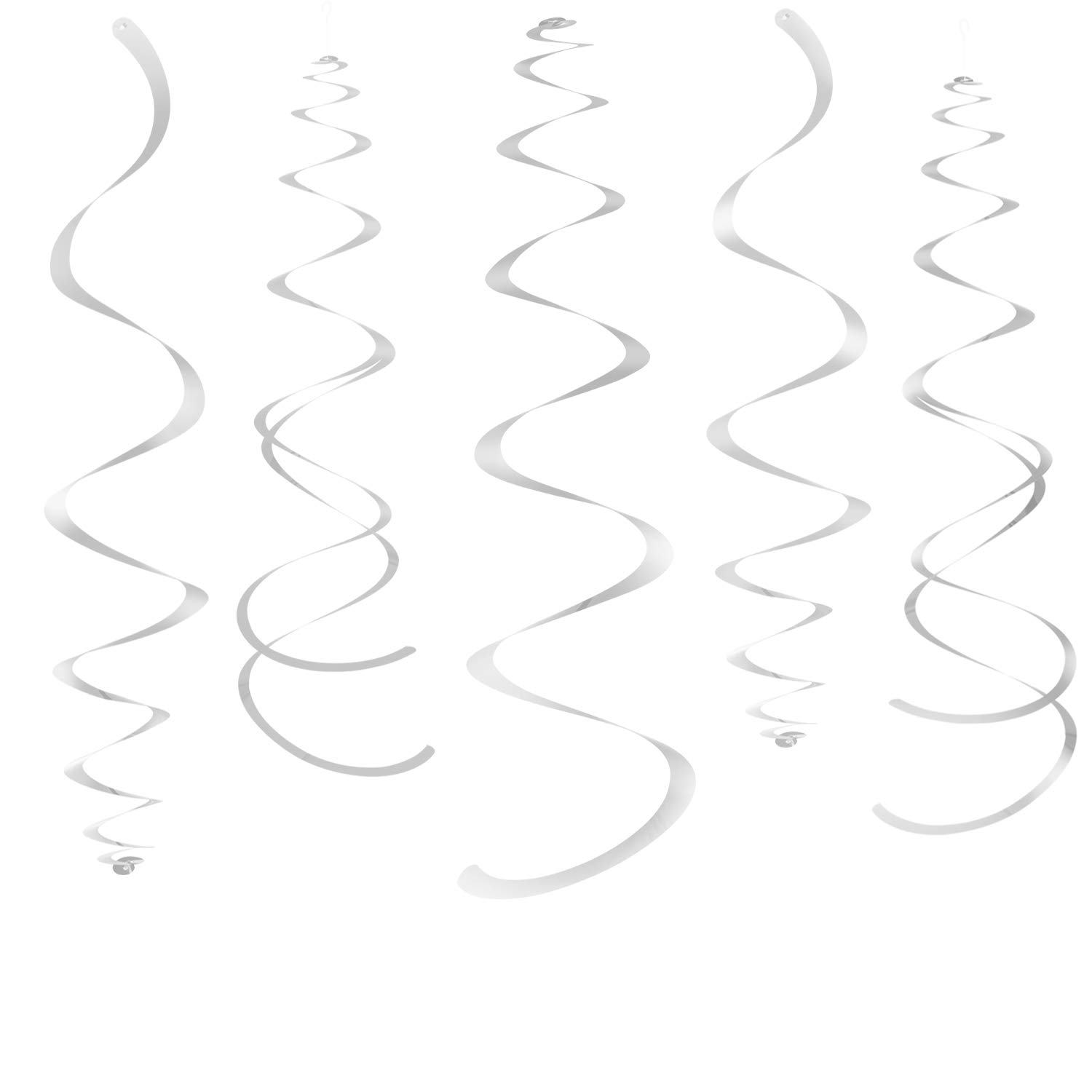 28-Pack Silver Plastic Hanging Swirl Party Decorations for Ceiling - Perfect for Birthday, Wedding & Holiday Celebrations