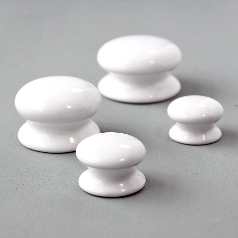 White Ceramic Cabinet Knobs - Elegant Drawer Pulls for Kitchen & Bathroom Cabinets - Perfect for Home Renovation & DIY Projects