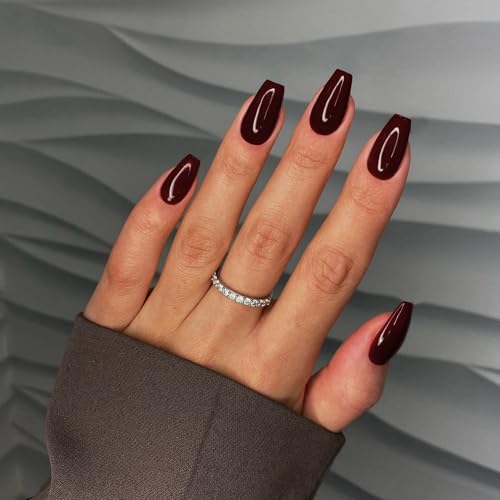coffin glossy burgundy red