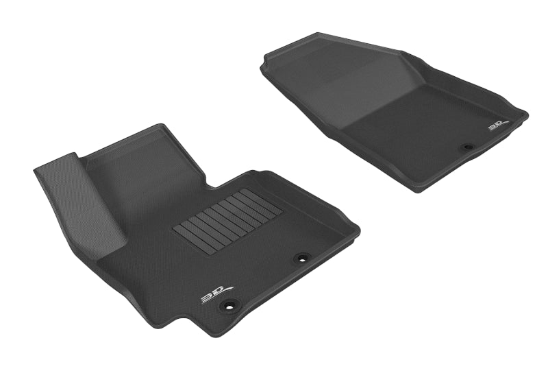 3D MAXpider Custom Fit All-Weather Floor Mats for 2014-2019 Kia Soul - 1st Row Kagu Series (Black) | Durable, Non-Slip Car Floor Liners for Daily Commute & Road Trips