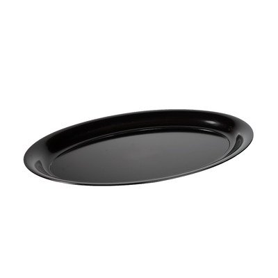 Fineline Settings 3514-BK 14x21-Inch Black Plastic Oval Serving Trays - 20-Piece Disposable Platter Pleasers for Parties, Catering & Buffet Displays