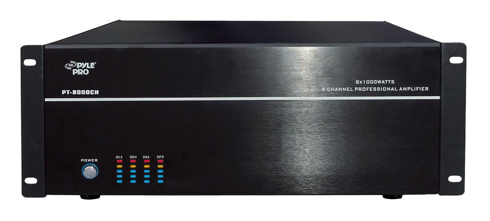 Pyle Home PT8000CH 8-Channel 8000W High Power Professional Audio Amplifier for Car Stereo, Home Theater & DJ Systems - Perfect for Concerts, Parties & Live Performances
