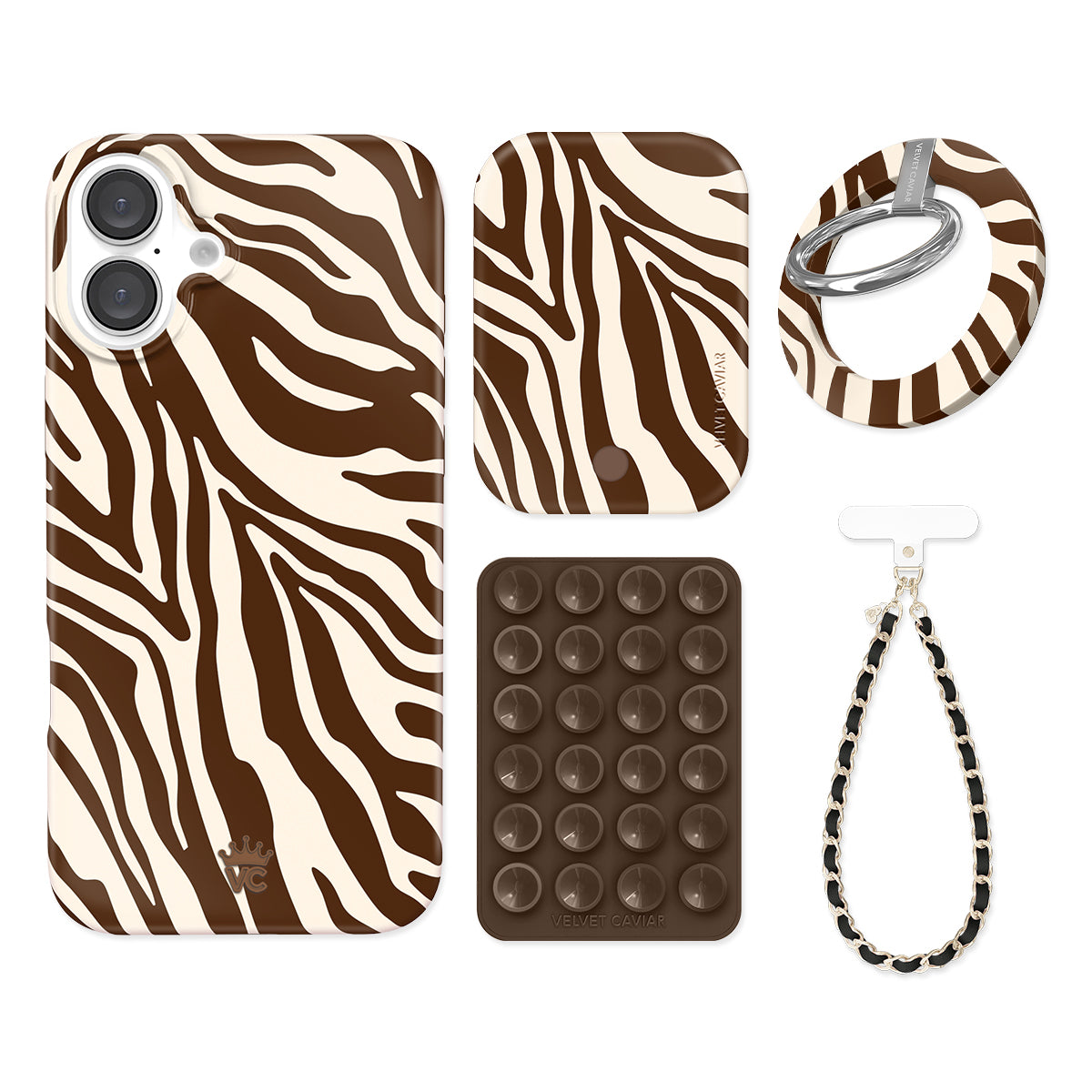 Coco Zebra iPhone Grip Stand Bundle Set - Stylish Phone Holder for iPhone 12/13/14/15 Pro Max - Perfect for Work, Travel & Selfies
