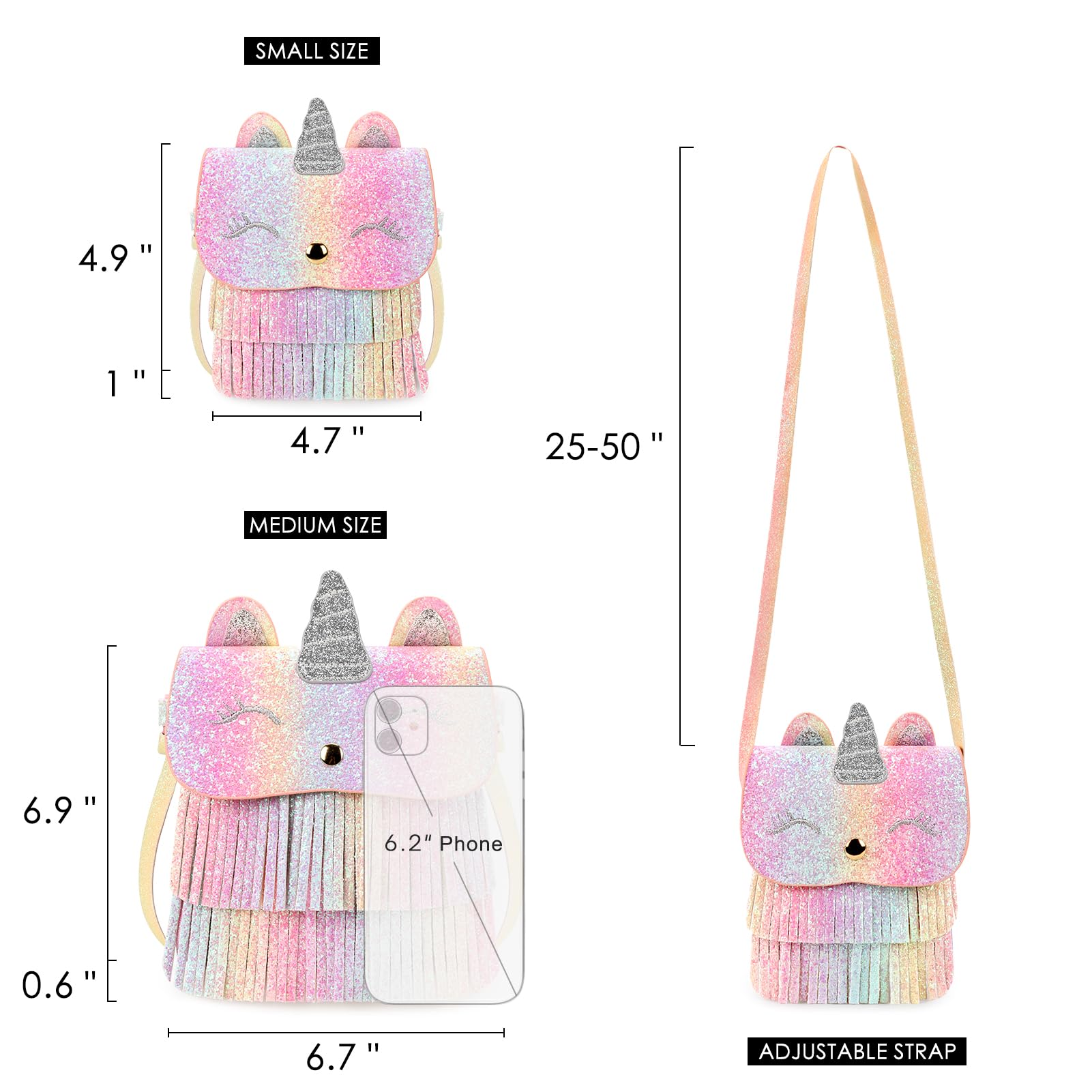 Mibasies Kids Purse for Girls - Cute Unicorn & Cat Crossbody Shoulder Bag with Tassel | Perfect Gift for Toddlers & Little Girls | Birthday, Party, Dress-Up & Everyday Use